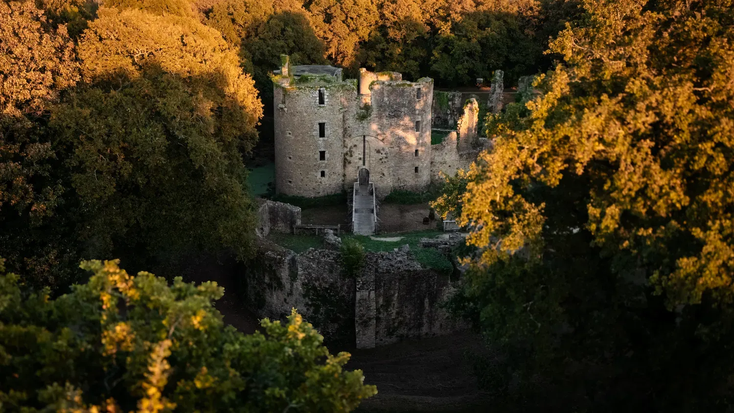 Photographie de tour du château de Ranrouët.