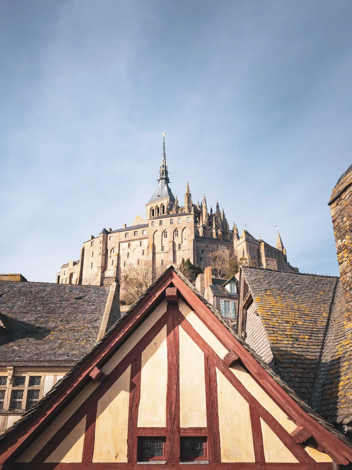 Photographie de toits au pied de l abbaye.