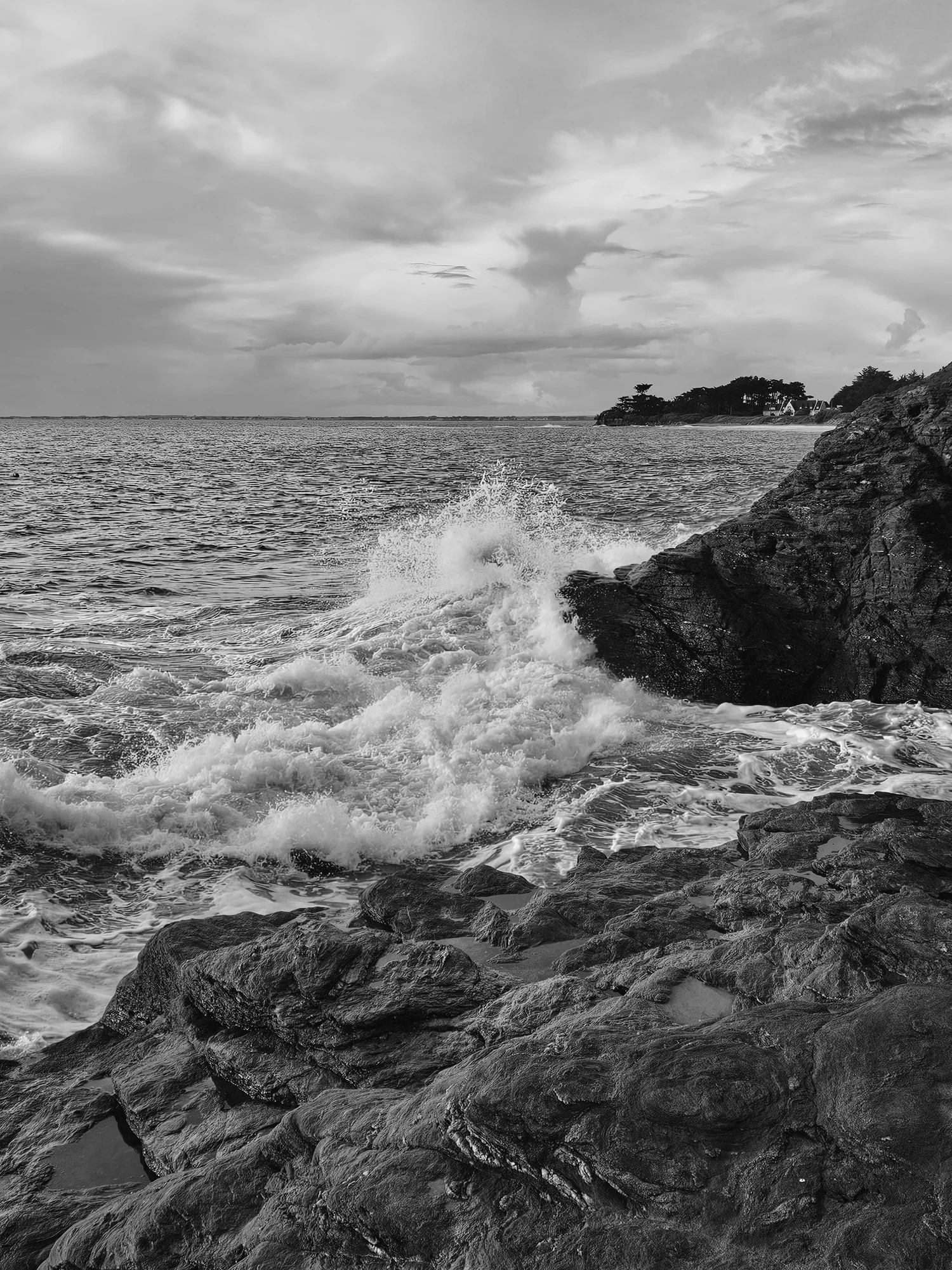 Les grandes marées en noir et blanc - Phare de Merquel (Mesquer)