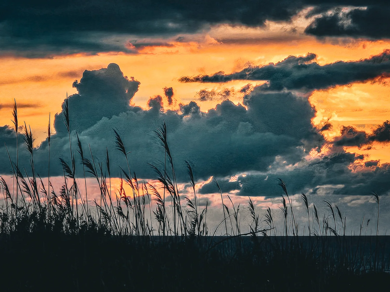 Nuages orangés - Pointe du Goulumer (Pénestin)